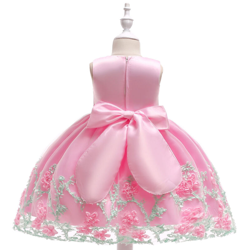 Flower Girls Bridesmaid Dress Baby Kids Party Wedding Lace Bow Princess Dresses