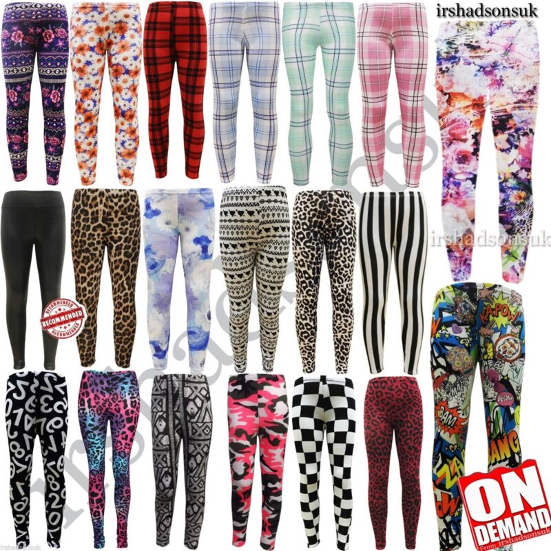 KIDS GIRLS NEW SEASON COMIC BOOK GRAFITTI FLORAL FASHION LEGGING SIZE 2-13YEARS