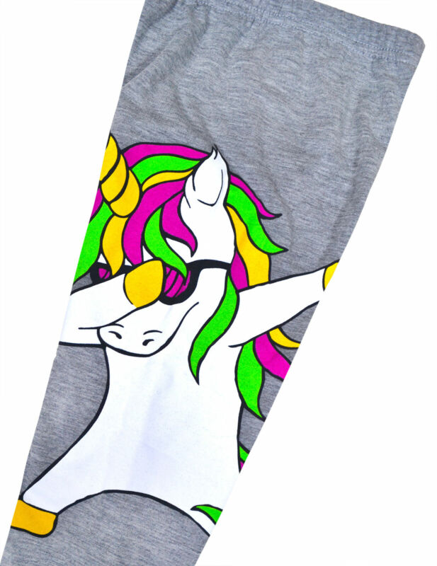 Girls Unicorn Leggings Kids Party Full Length Neon Trousers Pants Age 4-13 Years