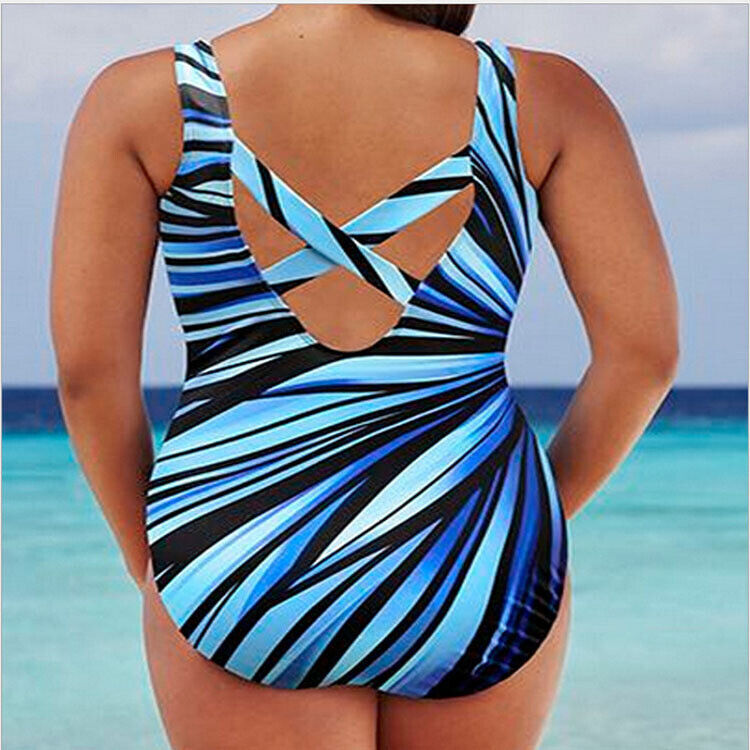 Plus Size Womens Tummy Control Monokini Swimming Costume One Piece Swimsuit UK