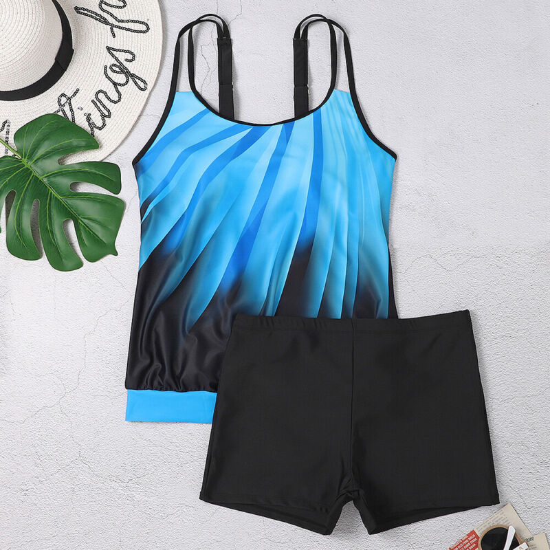 Plus Size Womens Ruffle Tankini Shorts Set Swimming Costume Swimsuit Swim Dress