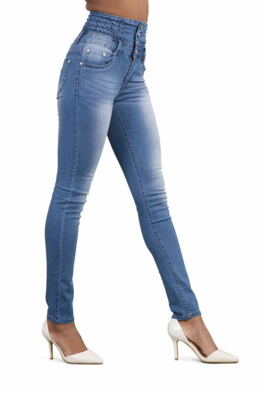 Womens Stretch Jeans Denim Jeggings High Waist Stretchy Skinny Slim Fit Pants UK