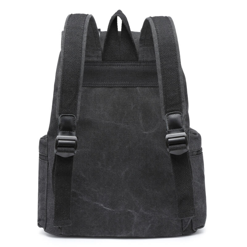 Unisex Real Leather Canvas Backpack Large School Shoulder Bag Rucksack