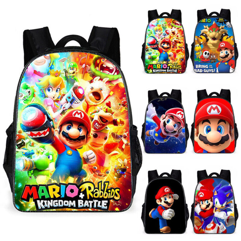 Super Mario Kids Backpack Boys Girls' Cartoon School Bag Casual Travel Rucksack