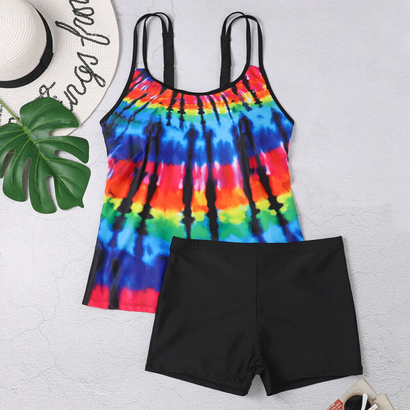 Plus Size Womens Ruffle Tankini Shorts Set Swimming Costume Swimsuit Swim Dress