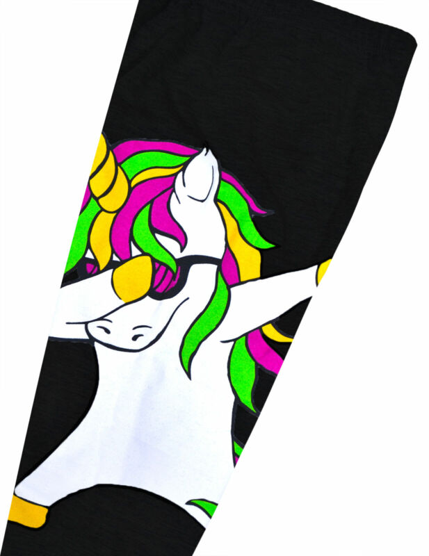 Girls Unicorn Leggings Kids Party Full Length Neon Trousers Pants Age 4-13 Years