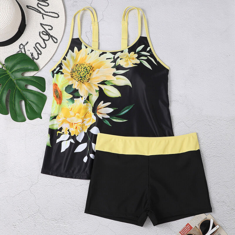 Plus Size Womens Ruffle Tankini Shorts Set Swimming Costume Swimsuit Swim Dress