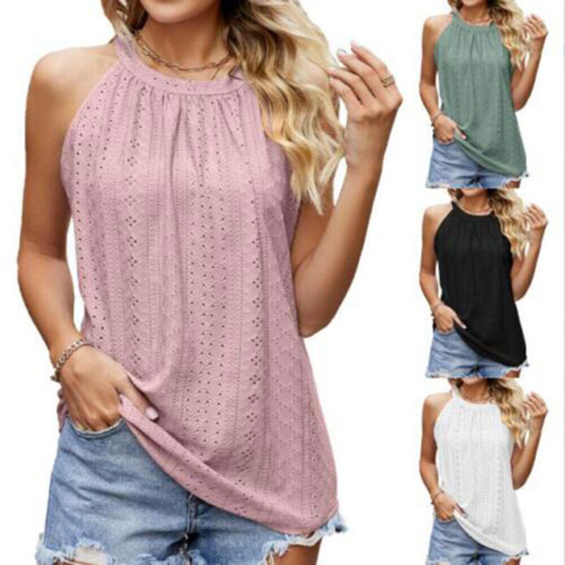 Womens Vest Tops Summer Sleeveless Blouse Ladies Tank Cami Tee T Shirt Plus Size