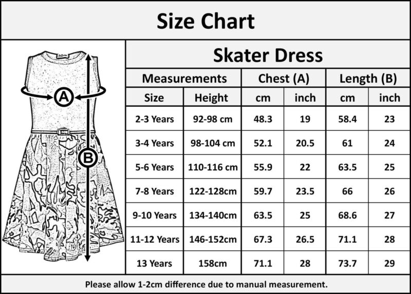 Girls Skater Dress Kids Camouflage Contrast Panel Summer Party Dresses 5-13 Year