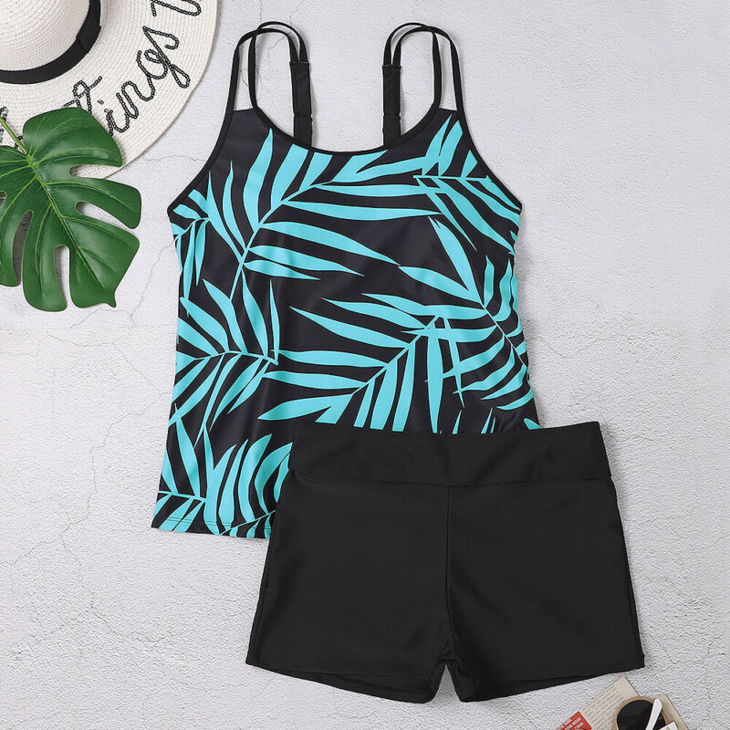 Plus Size Womens Ruffle Tankini Shorts Set Swimming Costume Swimsuit Swim Dress