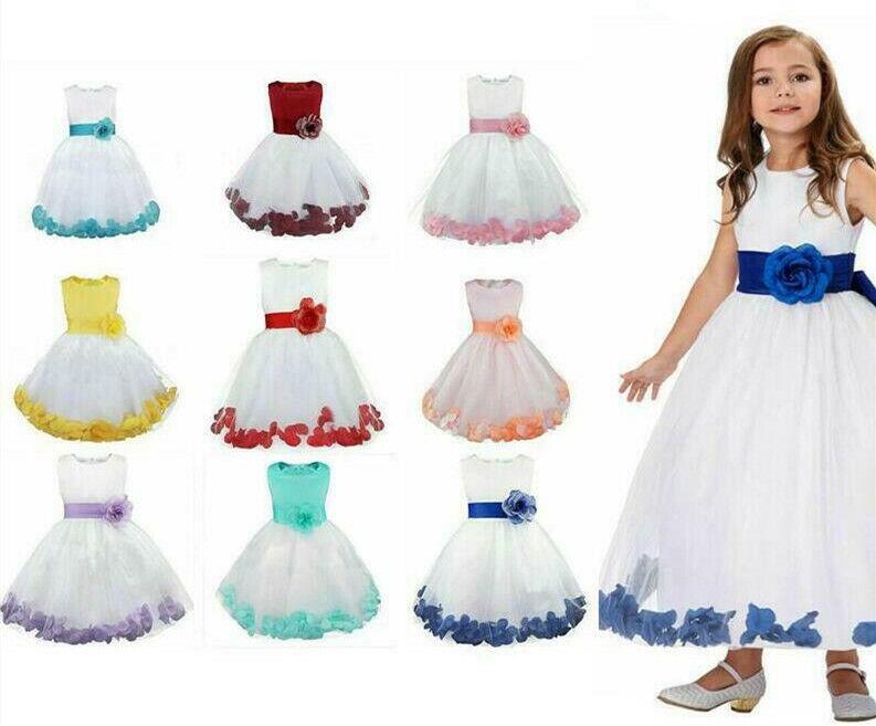 Lace Flower Girl Princess Dress Wedding Pageant Bridesmaid Formal Kid Dresses UK