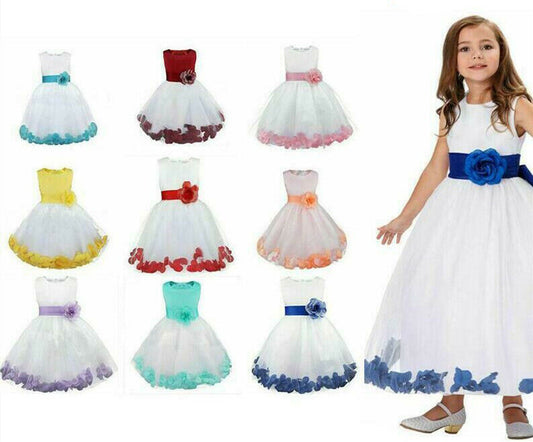 Lace Flower Girl Princess Dress Wedding Pageant Bridesmaid Formal Kid Dresses UK