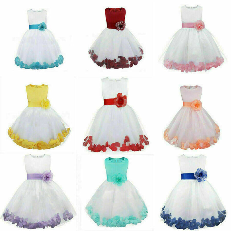 Lace Flower Girl Princess Dress Wedding Pageant Bridesmaid Formal Kid Dresses UK