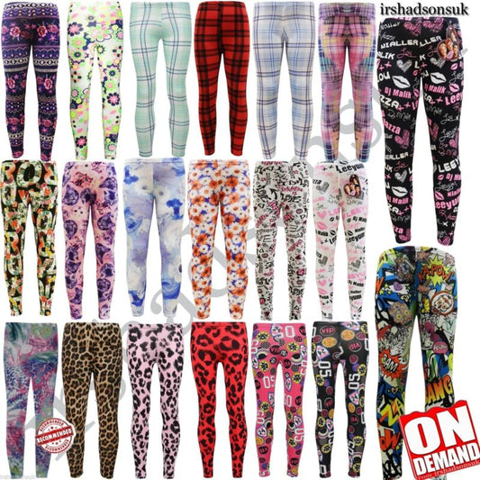 KIDS GIRLS NEW SEASON COMIC BOOK GRAFITTI FLORAL FASHION LEGGING SIZE 2-13YEARS