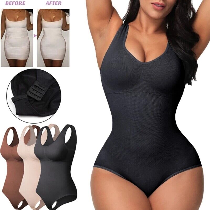 Women Trainer Tummy Control Firm Full Body Shaper Bodysuit Slimming Shapewear UK