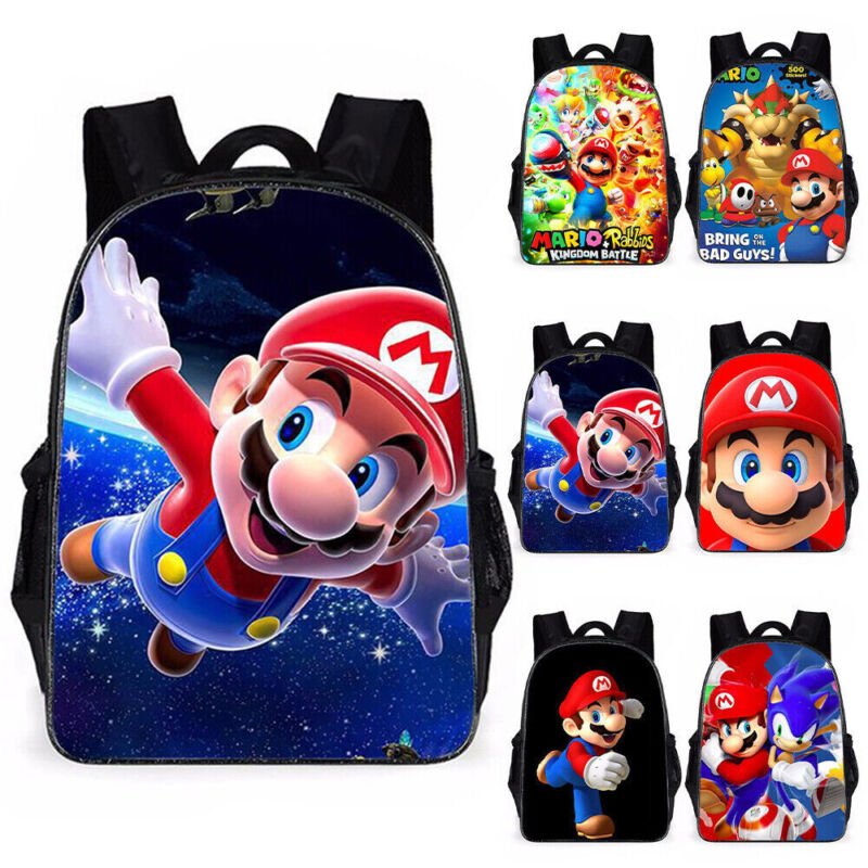 Super Mario Kids Backpack Boys Girls' Cartoon School Bag Casual Travel Rucksack