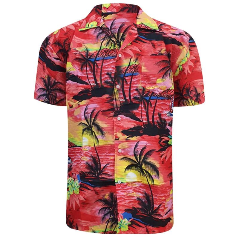 Men Hawaiian Shirt Palm Stag Beach Hawaii Aloha Party Summer Holiday Fancy Dress