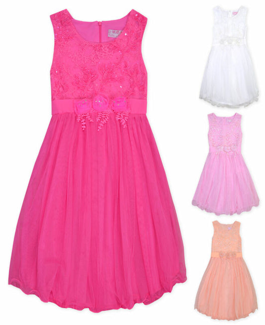 Girls Dress Sleeveless Lace Floral Party New Kids Bridesmaid Dresses 2-10 Years