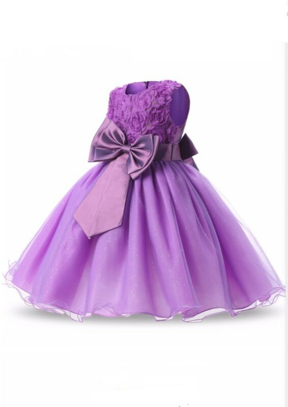 Girls Bridesmaid Dress Baby Flower Kids Party Rose Bow Wedding Dresses Princess