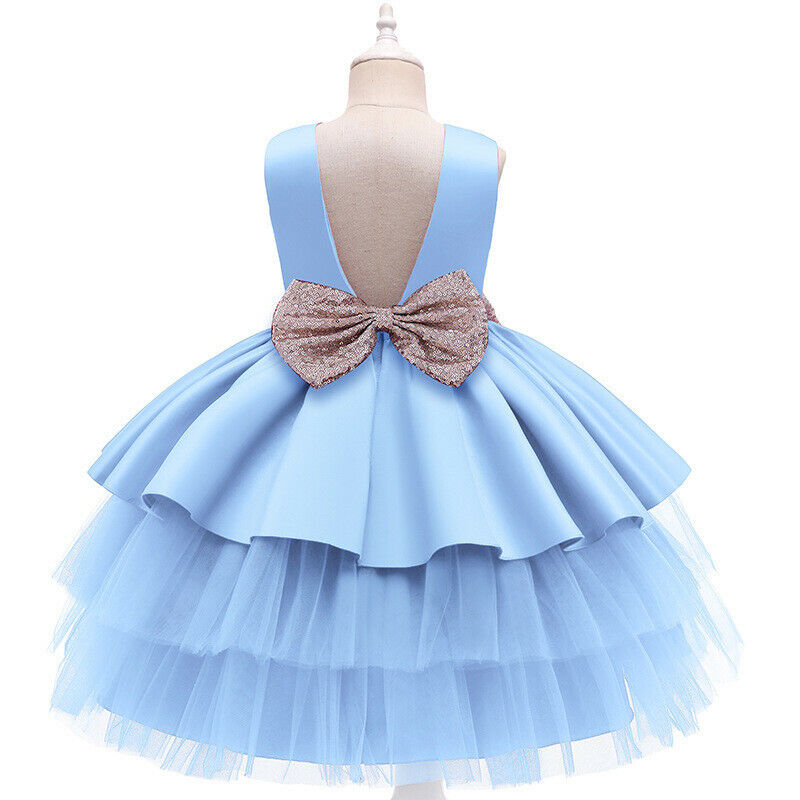 Flower Girls Bridesmaid Dress Baby Kids Party Wedding Lace Bow Princess Dresses