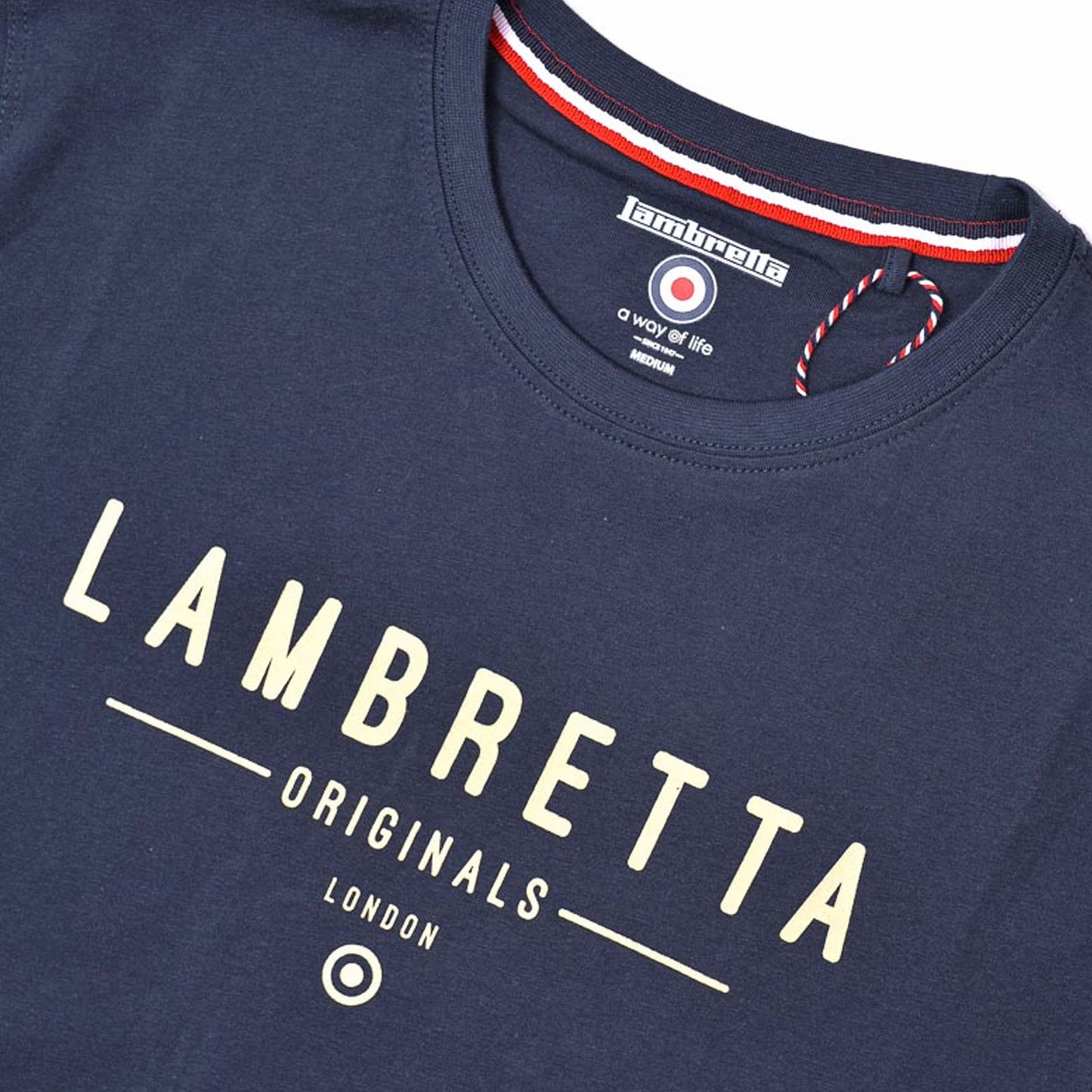 Lambretta Mens Originals Logo Casual Cotton Crew Neck Short Sleeve T-Shirt Top