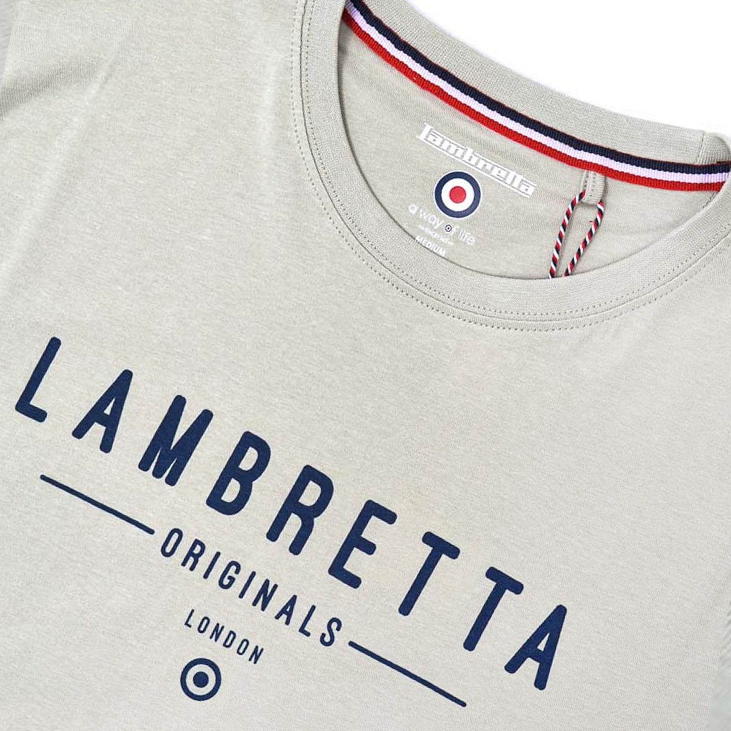 Lambretta Mens Originals Logo Casual Cotton Crew Neck Short Sleeve T-Shirt Top