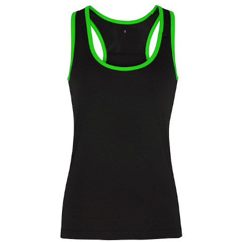 TriDri Women's Panelled Fitness Vest - Black/Lightning Green-0