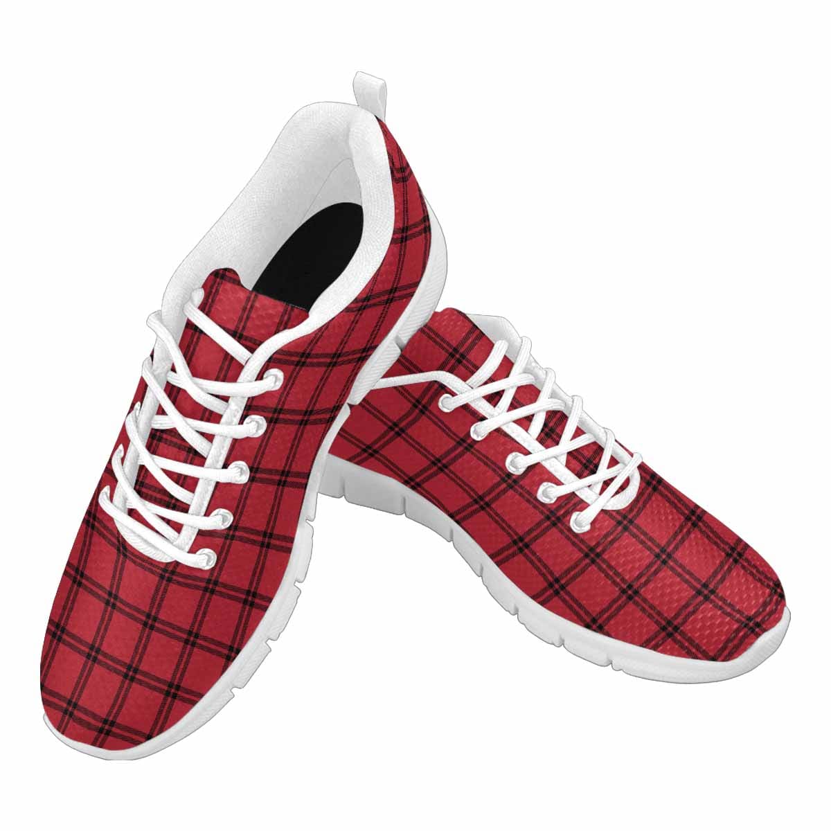 Sneakers for Men,   Buffalo Plaid Red and White - Running Shoes DG837-2