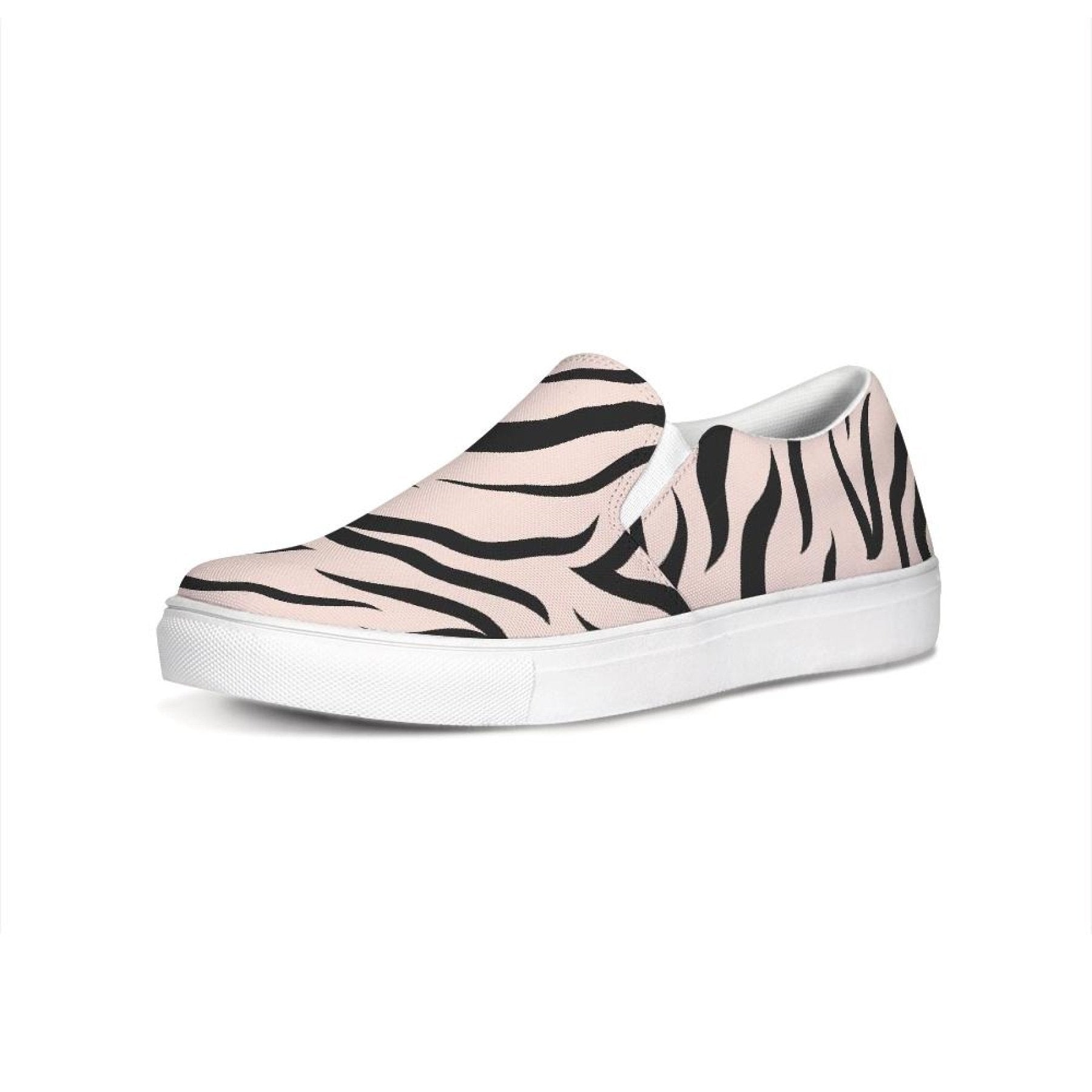 Womens Sneakers - Pink and Black Zebra Stripe Canvas Sports Shoes / Slip-On-3