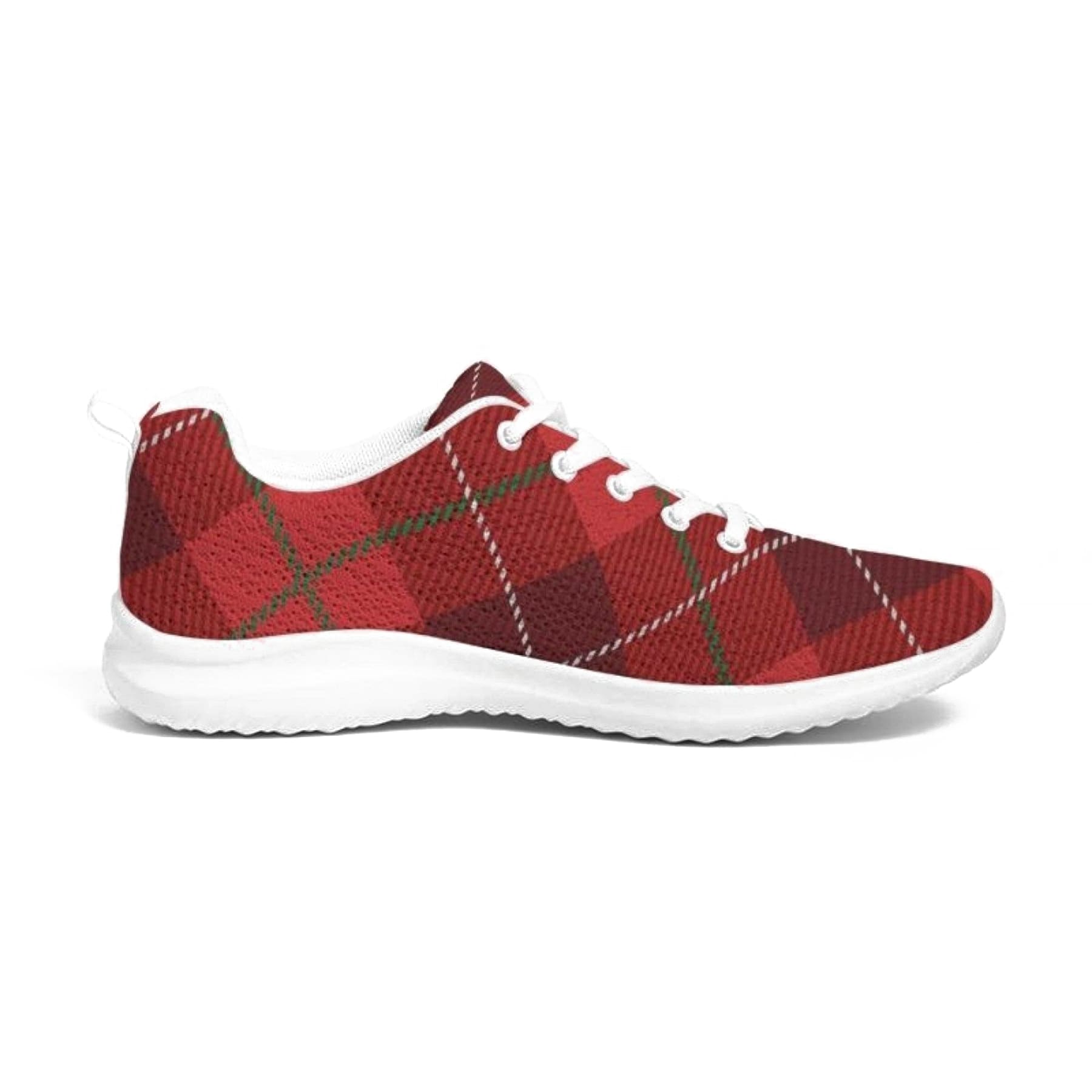 Womens Sneakers - Red Plaid Canvas Sports Shoes / Running-0