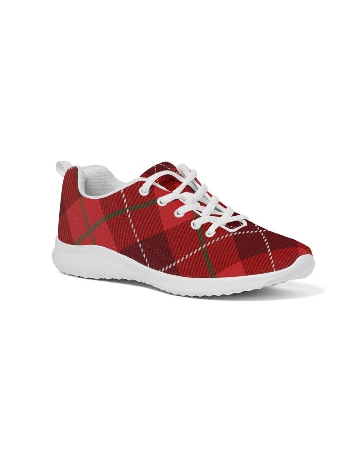 Womens Sneakers - Red Plaid Canvas Sports Shoes / Running-21