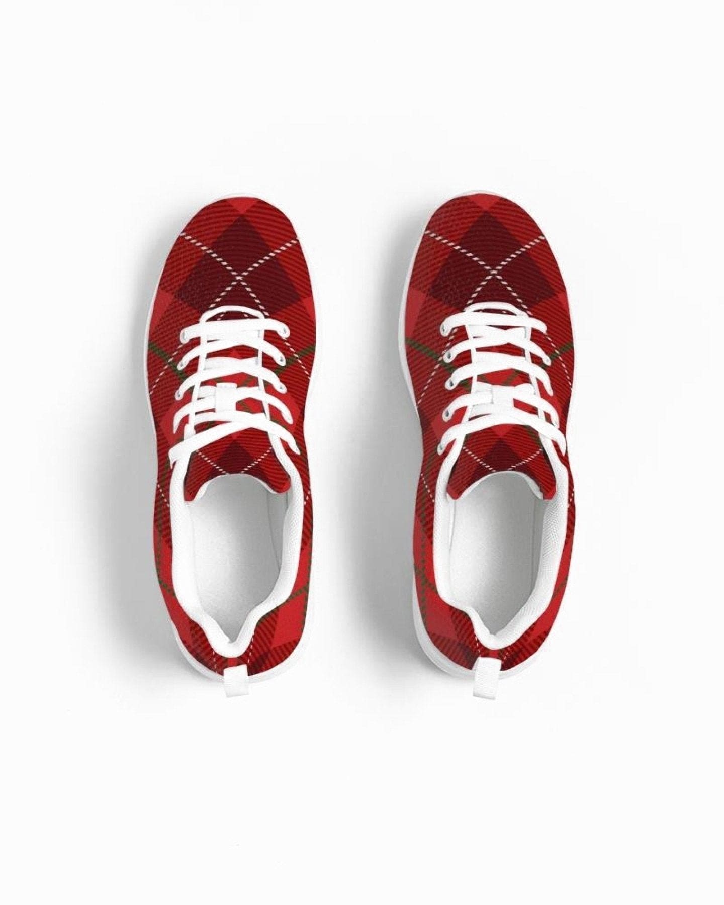 Womens Sneakers - Red Plaid Canvas Sports Shoes / Running-17