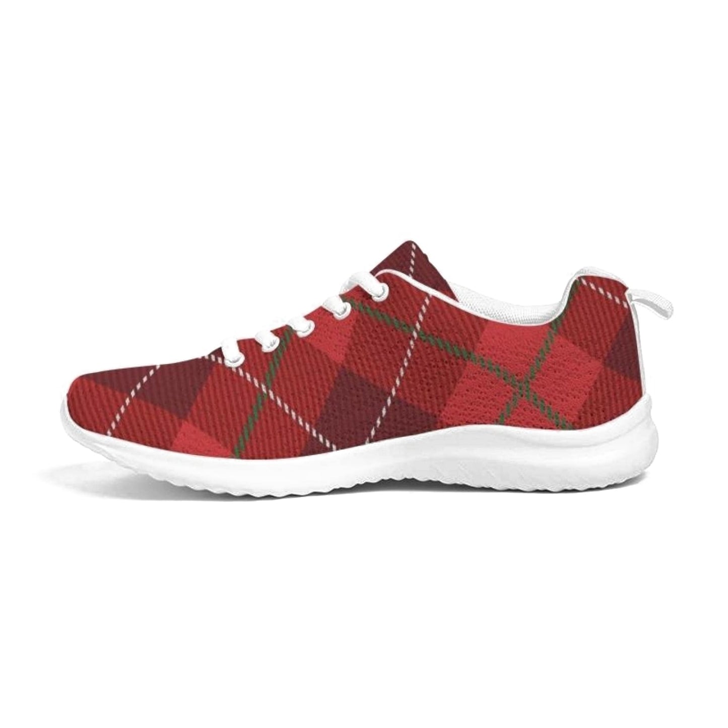 Womens Sneakers - Red Plaid Canvas Sports Shoes / Running-16