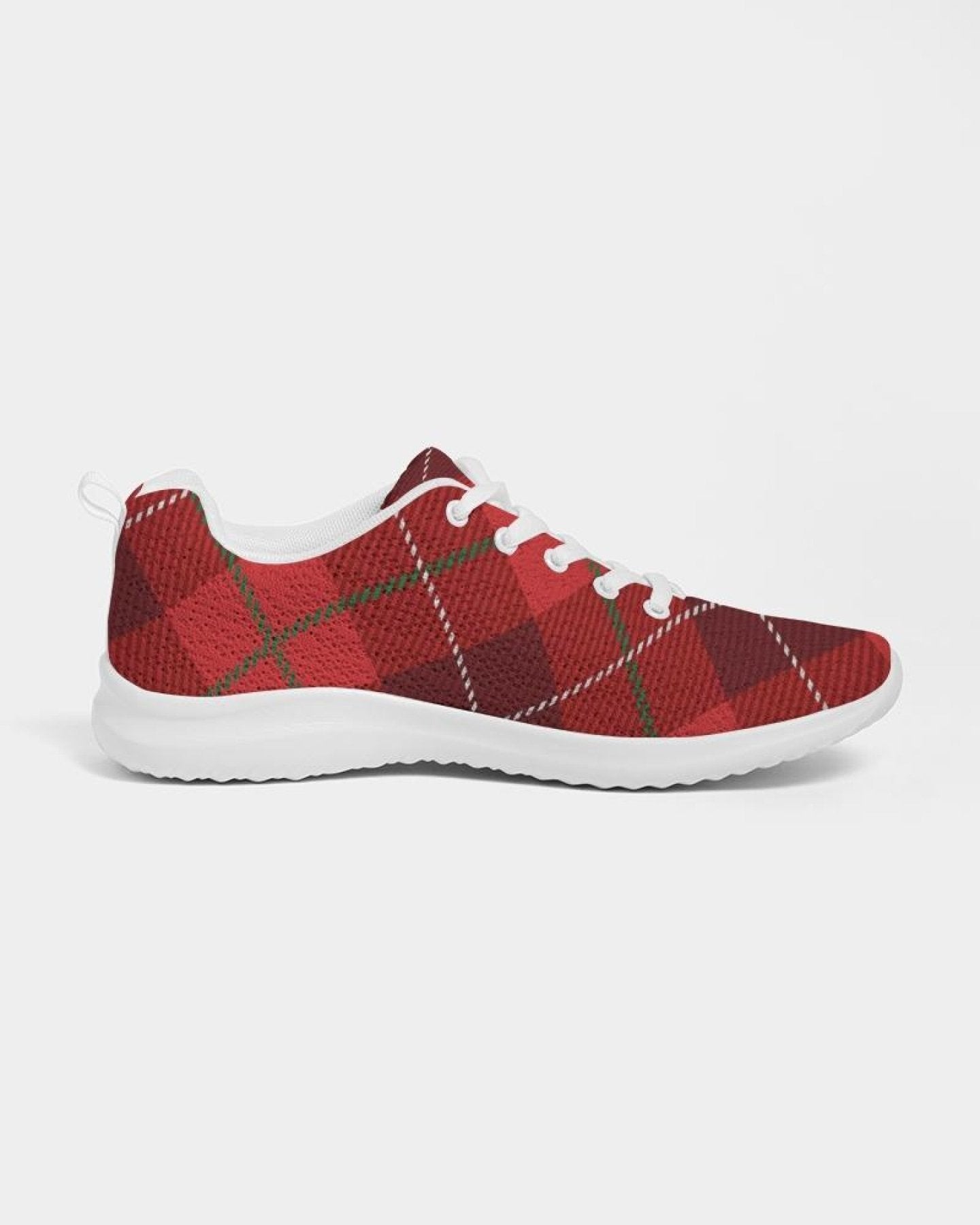 Womens Sneakers - Red Plaid Canvas Sports Shoes / Running-19