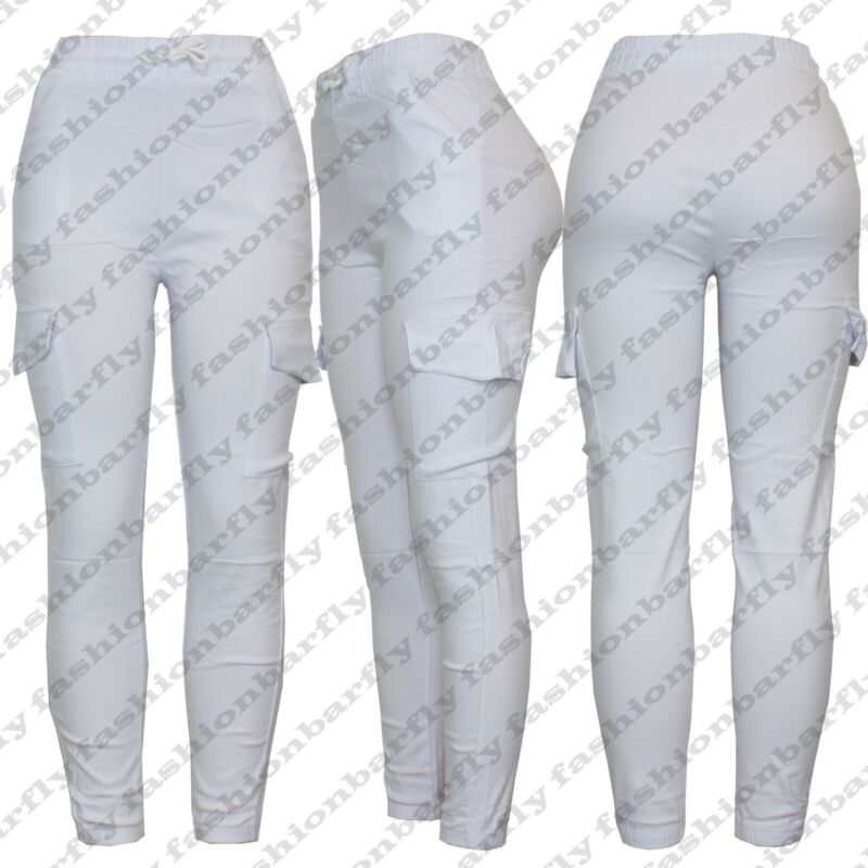 Ladies Combat Cargo Trouser Stretch Elasticated Waist Cotton Blend Cargo Pant