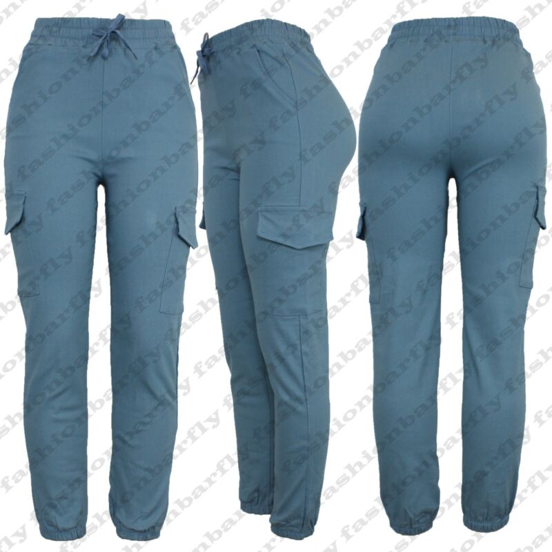 Ladies Combat Cargo Trouser Stretch Elasticated Waist Cotton Blend Cargo Pant