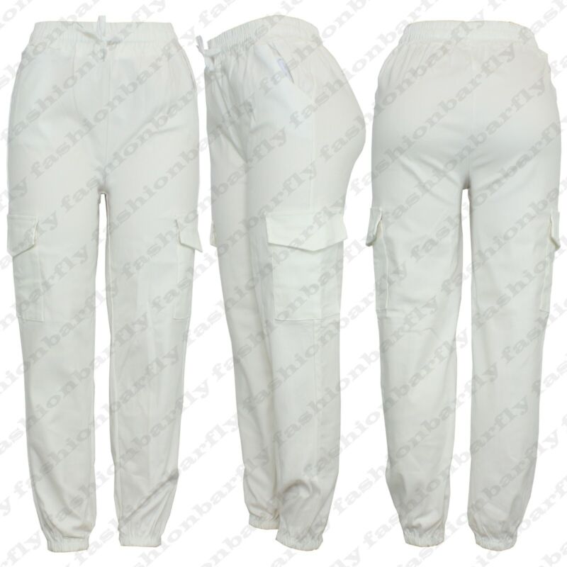 Ladies Combat Cargo Trouser Stretch Elasticated Waist Cotton Blend Cargo Pant