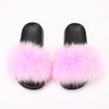 fur slides for women REAL BIG FURRY slippers flush soft raccoon outdoor slider sandals fox fur slipper