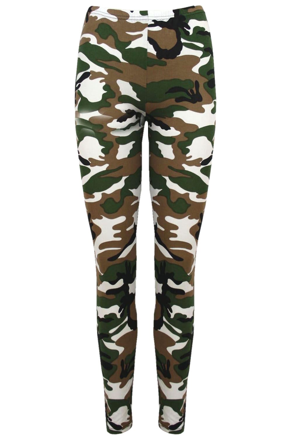 Kids Girls Army Floral Printed Full Ankle Length Skinny Stretchy Leggings Pants