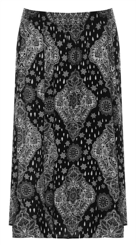 Womens Paisley Floral Printed Elasticated Stretch Skirt Waist Ladies Midi Skirt