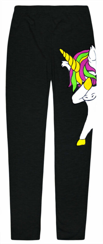 Girls Unicorn Leggings Kids Party Full Length Neon Trousers Pants Age 4-13 Years