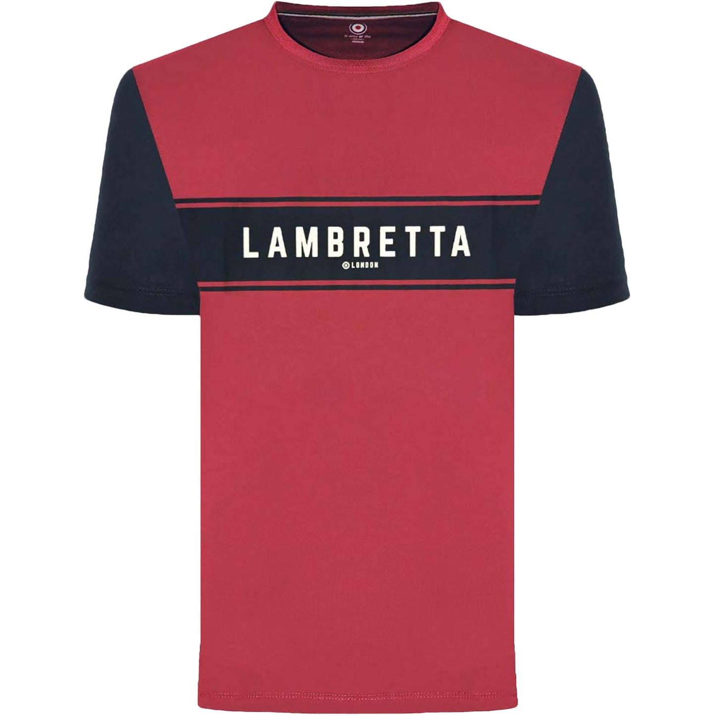 Lambretta Mens Logo Panel Raglan Retro Crew Neck T-Shirt Tee Top