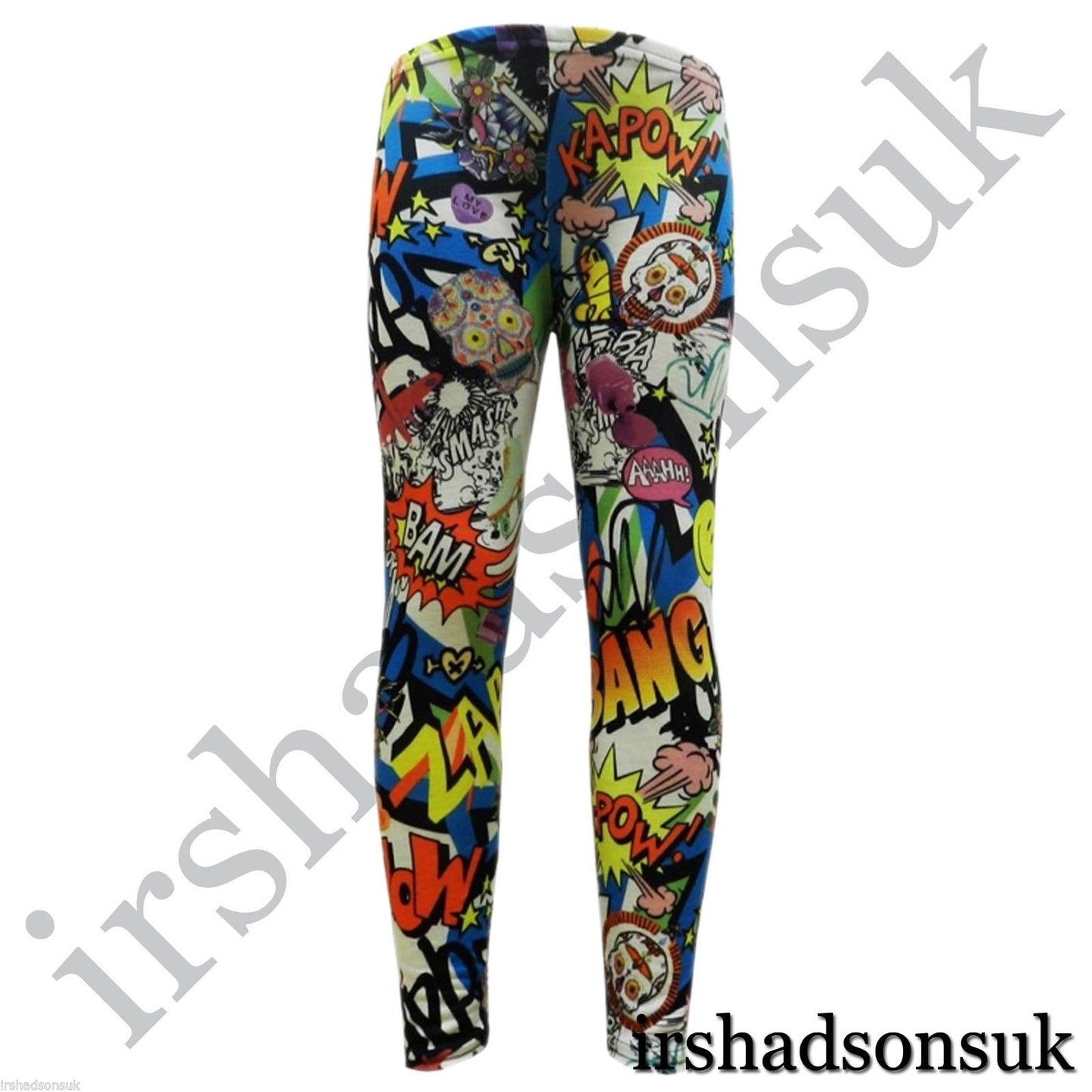 KIDS GIRLS NEW SEASON COMIC BOOK GRAFITTI FLORAL FASHION LEGGING SIZE 2-13YEARS