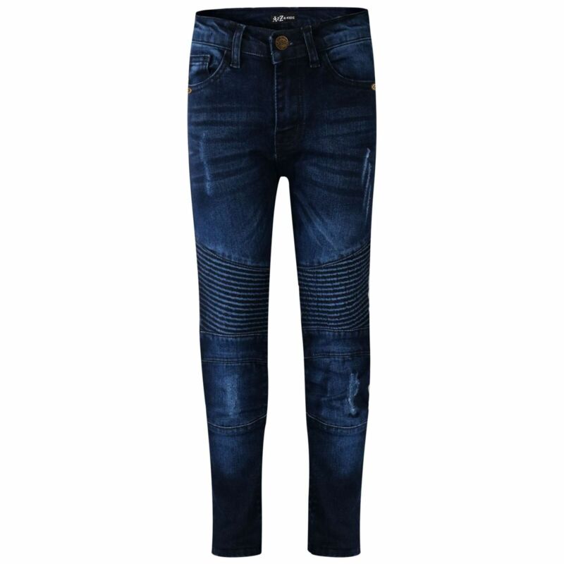 Kids Boys Stretchy Jeans Designer Ripped Skinny Denim Pants Trousers 5-13 Years