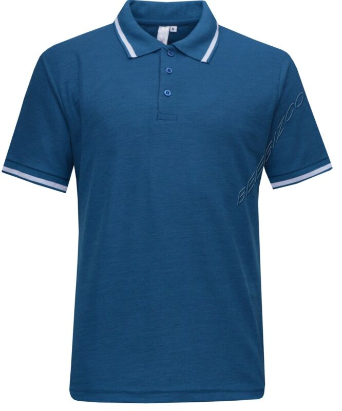 Mens Short Sleeve Polo Shirt Plain Pique Single/Double Tipping Collar M - 6XL