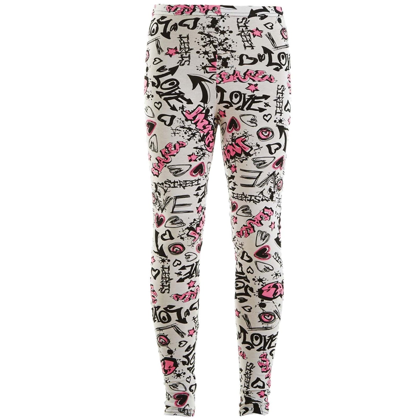 Kids Girls Comic Graffiti Floral Leopard Tartan Aztec Print Leggings 5-13 Years