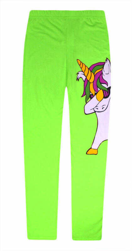 Girls Unicorn Leggings Kids Party Full Length Neon Trousers Pants Age 4-13 Years