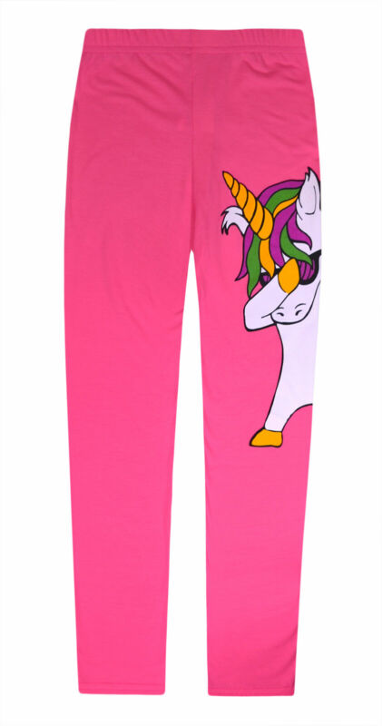 Girls Unicorn Leggings Kids Party Full Length Neon Trousers Pants Age 4-13 Years