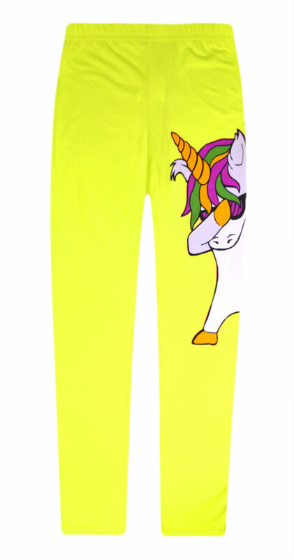 Girls Unicorn Leggings Kids Party Full Length Neon Trousers Pants Age 4-13 Years