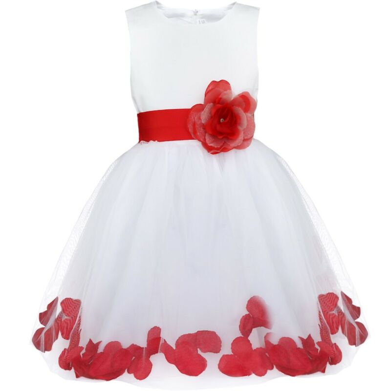 Lace Flower Girl Princess Dress Wedding Pageant Bridesmaid Formal Kid Dresses UK